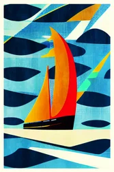 Buntes abstraktes Segelboot