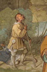Zentrales Schiff, erstes nördliches Joch, Verkündigung an Gioacchino, Boccaccio Boccaccino 1514-15 (Detail)