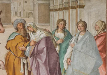 Zentrales Schiff, erstes nördliches Joch, Begegnung von St. Joachim und Sant