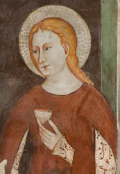 Nordquerhaus, Altar des Erzengels Michael, Hinter dem Altarbild die Fresken von Bonifacio Bembo, Sant