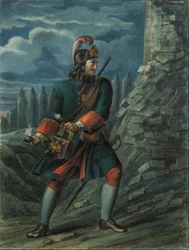 Grenadier des Preobrazhensky-Regiments im Jahr 1712, Ende 1830er Jahre