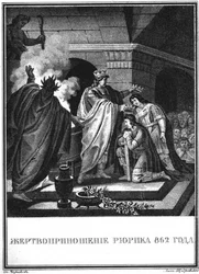 Opfer des Prinzen Rurik. 862 aus Illustrierter Karamzin, 1836