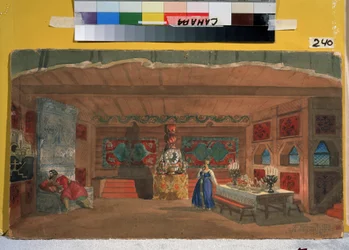 Bühnenbildentwurf für die Oper Die Zarenbraut von N. Rimski-Korsakow