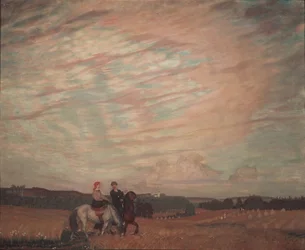 Selbstporträt mit der Frau zu Pferd, 1915