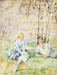 Frühling am Flussufer, 1927