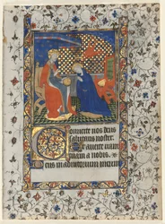 Doppelblatt aus einem Stundenbuch: Krönung der Jungfrau Maria, um 1415.
