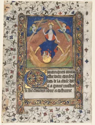 Blatt aus einem Stundenbuch: Christus im Gericht, um 1415