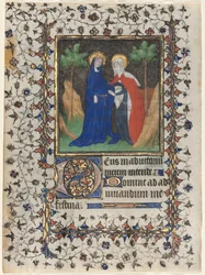 Blätter aus einem Stundenbuch: Die Heimsuchung und Christus im Gericht, ca. 1415