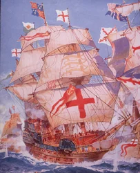 Ark Royal kämpft gegen die Spanische Armada im Jahr 1588
