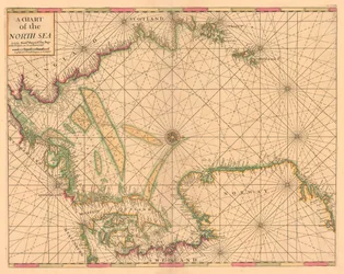 Karte der Nordsee: Norwegen bis zu den Dover-Straßen, ca. 1700