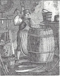 Fassmacher bei der Arbeit (Gravur)