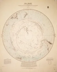 Eiskarte der südlichen Hemisphäre, zusammengestellt aus den Reisen von Cook 1772-5, Bellingshausen 1819-21... und Shackleton 1908-9