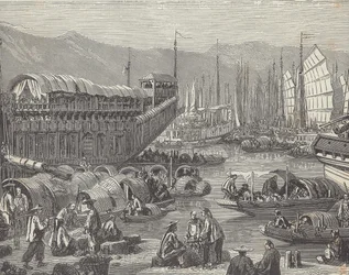 Schiffe im geschäftigen Hafen, Shanghai, China