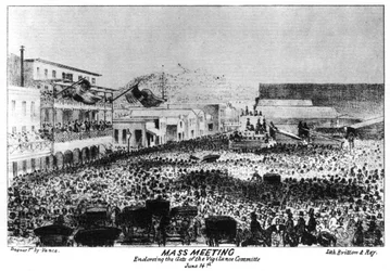 Eine Massenversammlung vor Fort Vigilant, Sacramento, Kalifornien, 1856, 1937