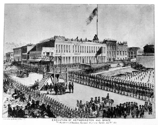 Die Hinrichtung von Hetherington und Brace, Fort Vigilance, Sacramento, Kalifornien, 1856, 1937