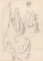 Studien von Männern und Frauen in mittelalterlicher Kleidung