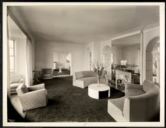 Das Wohnzimmer des Penthouses im Hotel St. Regis, 1937