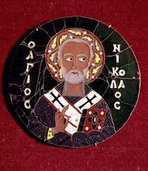 Byzantinische Kunst: Darstellung des Heiligen Nikolaus von Myra (oder Bari) (4. Jahrhundert) Email des 10. Jahrhunderts