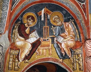 Evangelisten Markus und Johannes schreiben die Evangelien, Karanlik Kilise (Dunkle Kirche) (12.-13. Jahrhundert), Göreme (UNESCO-Welterbe)