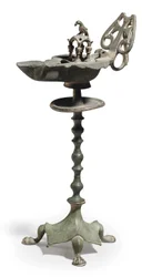Eine byzantinische Bronze-Öllampe und Ständer, ca. 5.-6. Jahrhundert n. Chr.