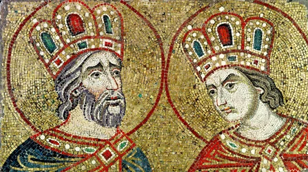 Konstantin der Große (270-337) und die heilige Helena (Mosaik)
