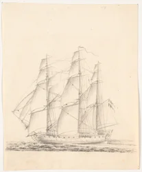 Marineschiff unter vollen Segeln
