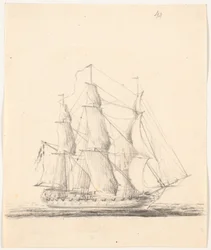 Marineschiff unter vollen Segeln