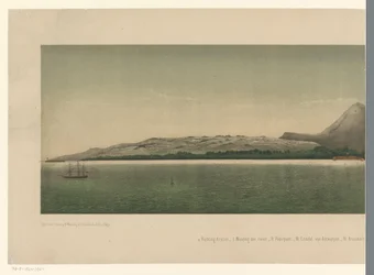 Blick auf die Küste von Groß-Atjeh, mit der Flotte der ersten Atjeh-Expedition vor der Küste
