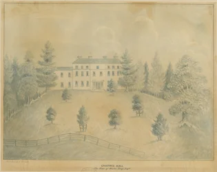 Charnes Hall (Bleistift- und Waschzeichnung)