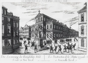 Amerikanische Separatisten reißen das Denkmal für König Georg von England in New York nieder