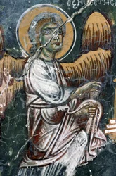 Engel, Detail des bemalten Gewölbes der Kirche Agios Georgios, Mourne, Kreta, Griechenland (Foto)