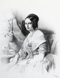 Porträt von Maria Adelaide von Habsburg-Lothringen (1822-1855), Ehefrau von Viktor Emanuel II. von Savoyen, Gravur