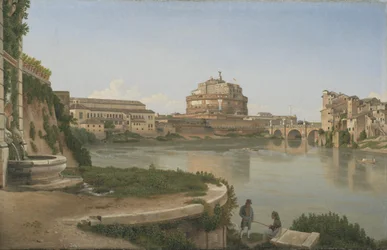 Ein Blick über den Tiber von Trastevere in Richtung Castel S. Angelo
