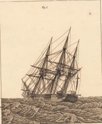 Eine Korvette im Sturm. Illustration zu "Linearperspectiven", Tafel X
