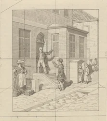 Linearperspektiven, angewendet auf die Malerei - Tafel VII, 2 - Streit auf der Straßentreppe