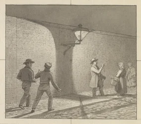 Linearperspektive angewendet auf die Malerei, Tafel VIII, Abb. 1 - Nächtliche Wanderung unter der Straßenlaterne