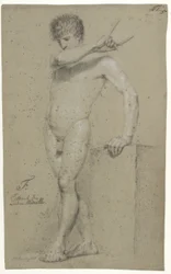 Männliches stehendes Modell, Profil nach links