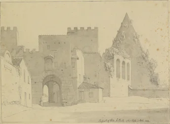 Ansicht von Porta S.Paolo und Pyramide des Cestius von der Stadtseite, Rom