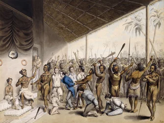 Ein einheimischer Häuptling befiehlt Europäer zu töten, 1817
