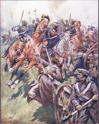 Kosake und Russe taumelten vom Säbelhieb, Illustration aus 