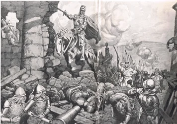 Heinrich V. bei der Belagerung von Harfleur, Illustration aus 