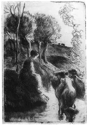 Vachere au Bord de Leau, Kuhhirtin am Wasser, ca. 1850-1900, 1924