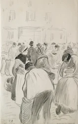 Kompositionsstudie des Marktes in Pontoise, 1881