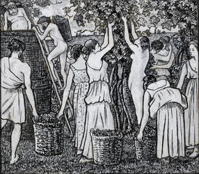 Weinlese, Kompositionsstudie für eine Illustration zu 