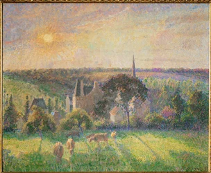 Landschaft bei Eragny: Kirche und Bauernhof von Eragny