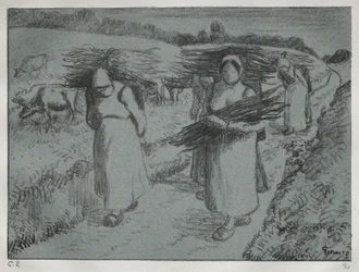 Bauern tragen Reisigbündel