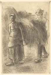 Bauern tragen Heu, 1900