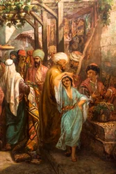 Spaziergänger um die Bacchus-Kolonnade in Latakieh