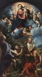 Madonna und Kind in Herrlichkeit mit St. Bartholomäus, St. Johannes dem Täufer, St. Albert und St. Hieronymus