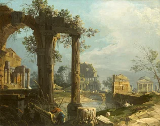 Canaletto - Eine Capriccio-Ansicht mit Ruinen 1742-44